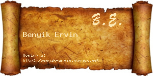 Benyik Ervin névjegykártya